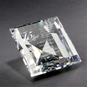 1011B grawerowana statuetka diament, prezent dla szefa, upominek z okazji rocznicy firmy 15x15x8,5cm 3,4kg-0