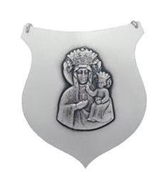 Srebrny ryngraf Matka Boska Częstochowska grawerowana pamiątka Chrztu Świętego 7x6cm 20g R02-0