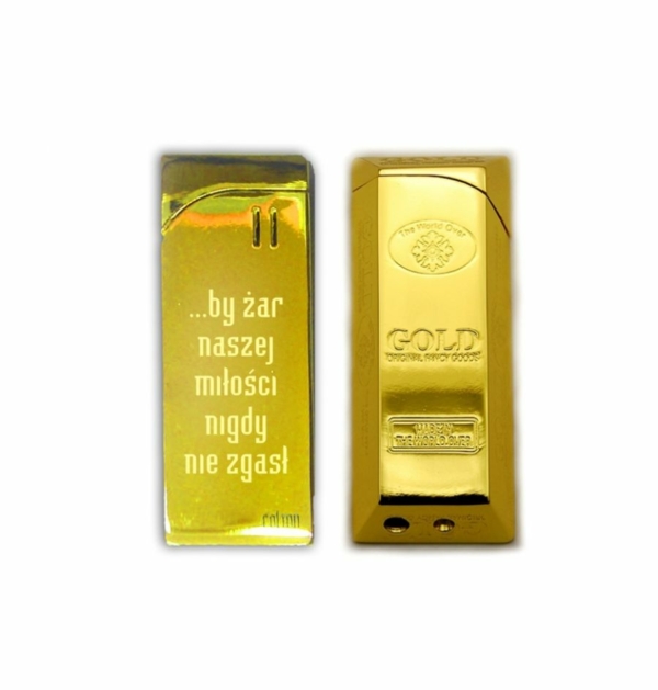 WYPRZEDAŻ Zapalniczka sztabka złota Grawerowana. 6.5x2.5x1cm. 0.042kg-0