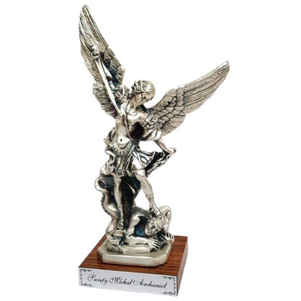 Figura Archanioł Michał z grawerowaną tabliczką 22cm
