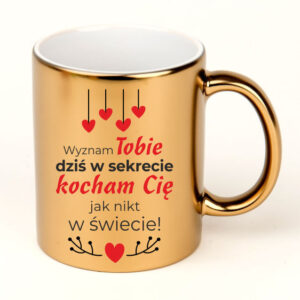 Złoty kubek prezent na Walentynki 325ml