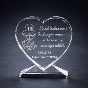 Pamiątka Pierwszej Komunii Świętej LC252 grawerowane serce 15x17 cm