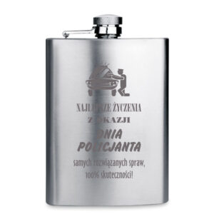 Piersiówka Stalowa duża 8oz Personalizowany Prezent dla Policjanta