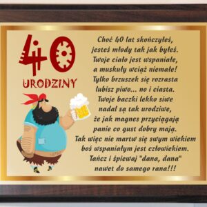 Dyplom typ 03 średni 20x25cm personalizowany prezent na 40 urodziny