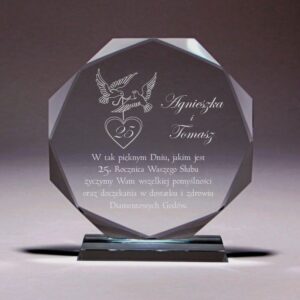 002 grawerowany prezent na jubileusz związku, prezent na 25. rocznicę ślubu, 16x14 cm