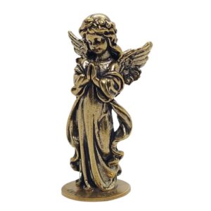 Mosiężna figurka Anioła Stróża grawerowana 5cm