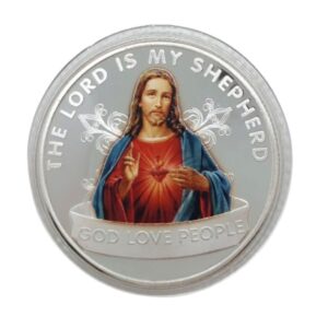 Pamiątkowa moneta z Jezusem Chrystusem w eleganckim pudełku drewnianym 10x10x3,5 cm