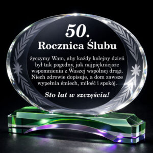 120 elegancka kryształowa statuetka na 50. rocznicę ślubu 19x18cm
